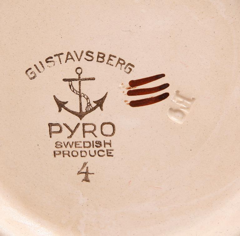 SERVISDELAR, 15st, "Pyro Brun", Wilhelm Kåge, Gustavsberg.