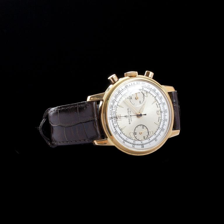 ARMBANDSUR, herr, gulddoublé och stål, Breitling Chronograph, Geneve, 1950-tal.
