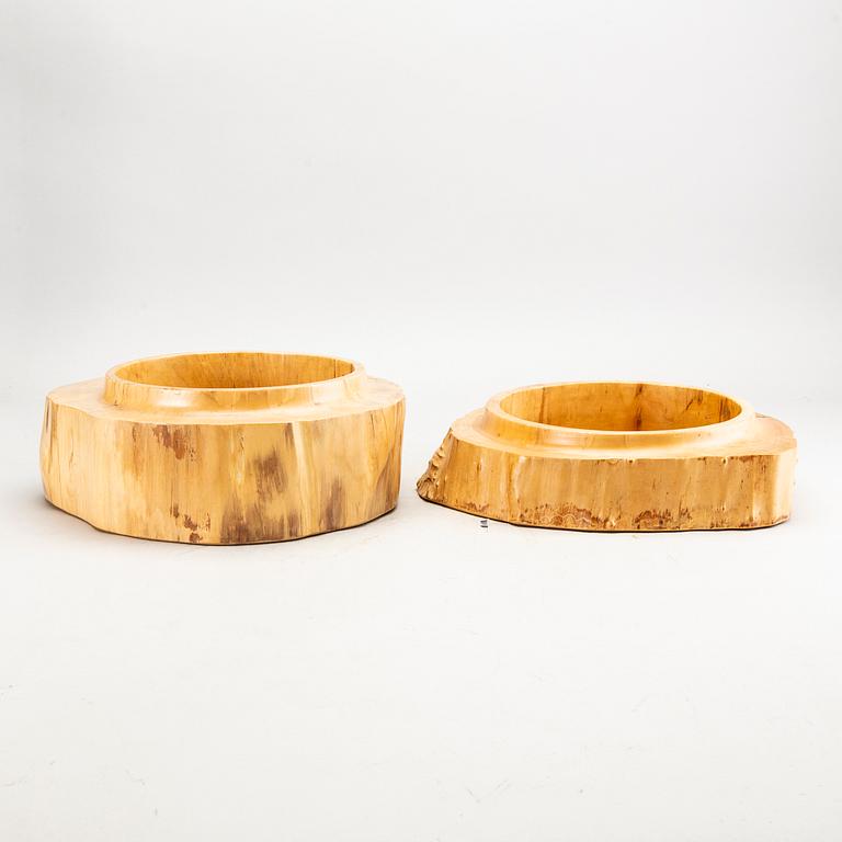 Four 1970:s wooden bowls by Söwe Konst, Sövestad Sweden.