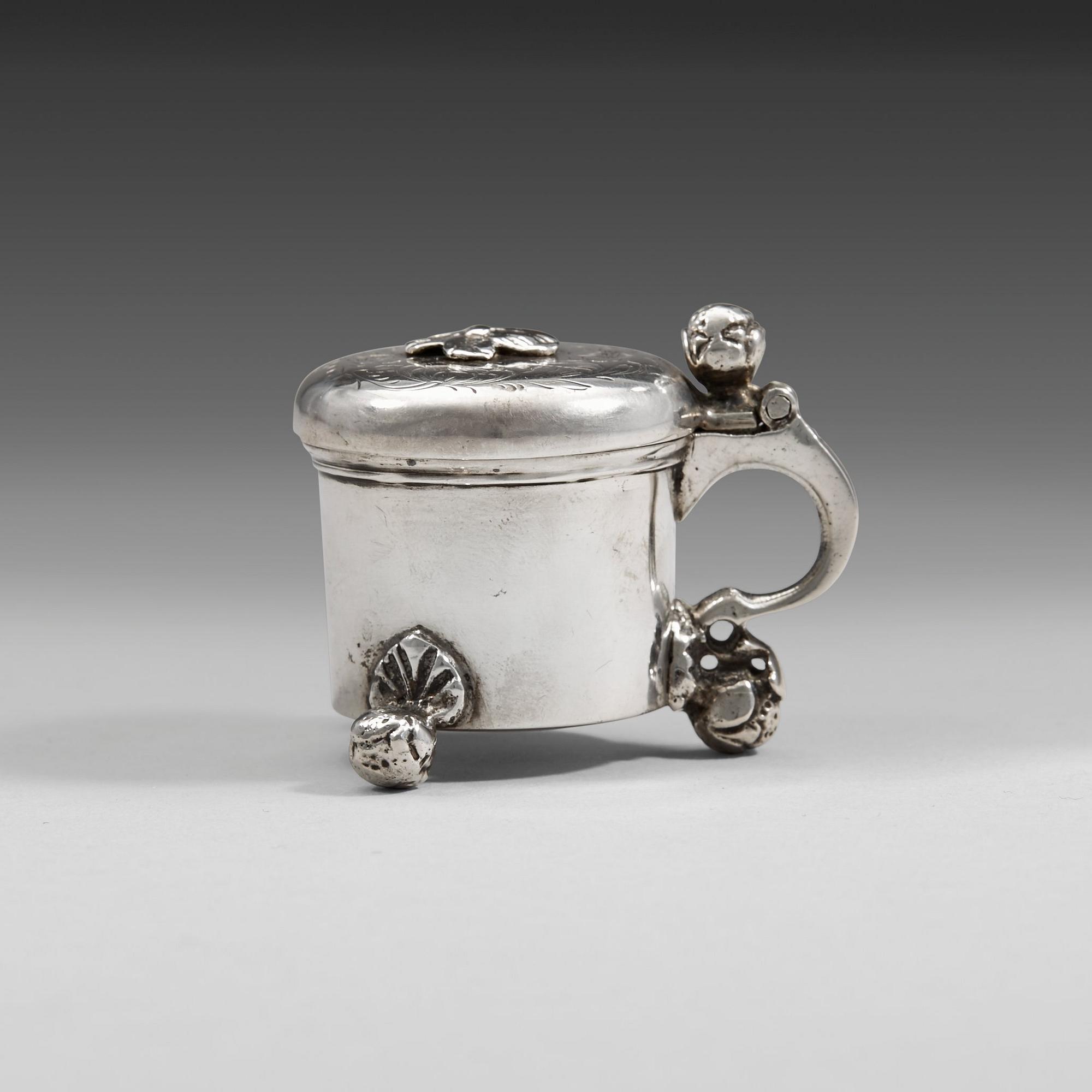 A Swedish 18th century parcel-gilt miniature tankard, unmarked.