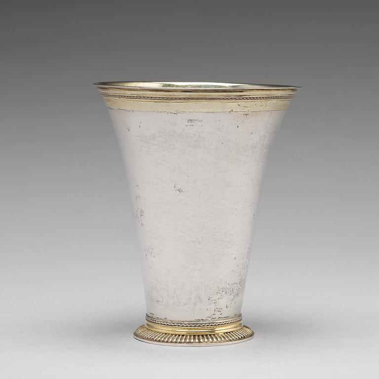 A Swedish 18th century parcel-gilt silver beaker, mark of Peter Gadd, Kristianstad 1776.