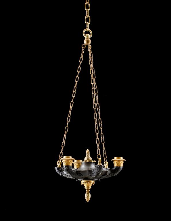 TAKAMPEL, brons, mässing, empirestil, 1800-tal. H 71.