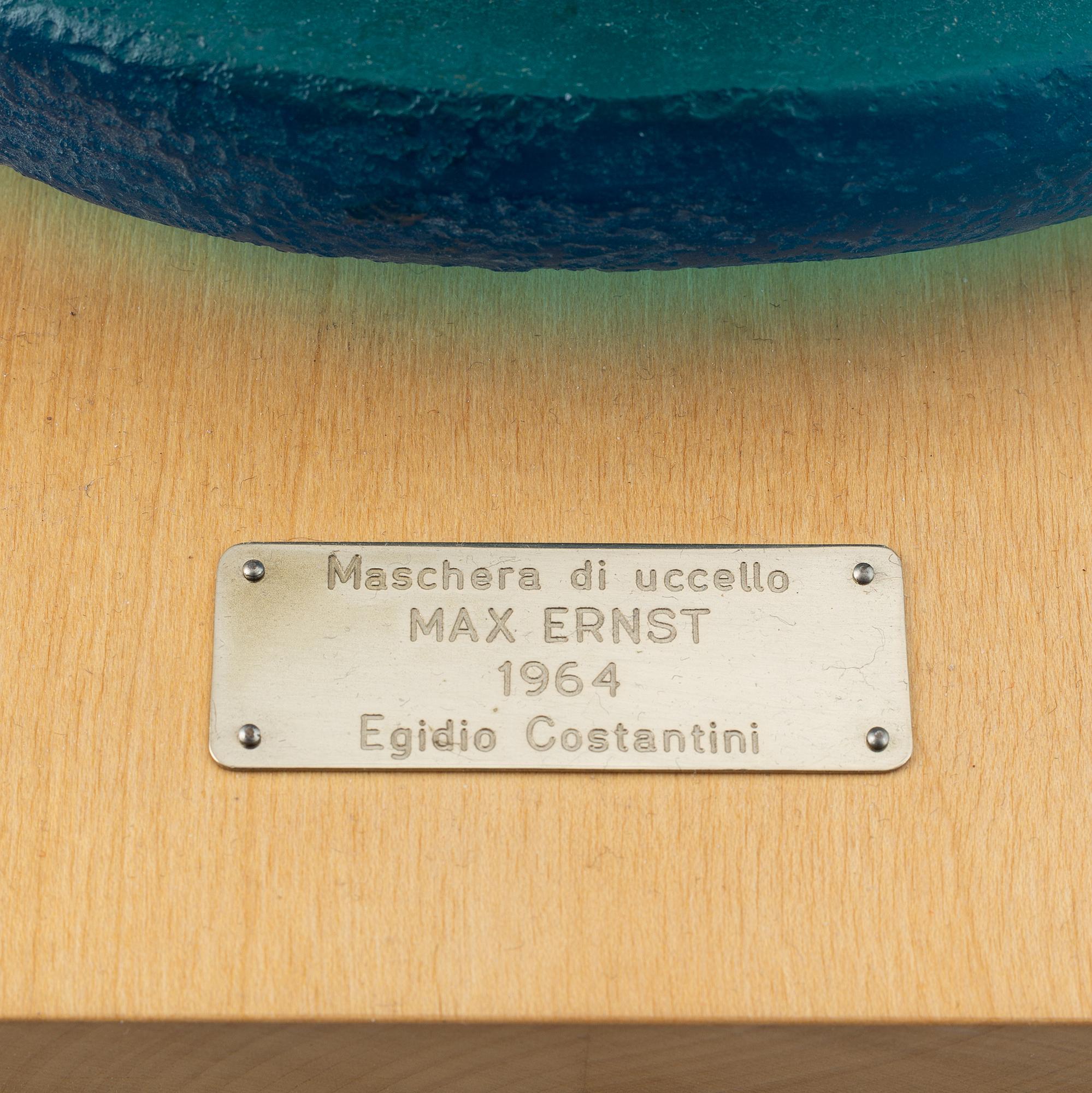 Max Ernst, "Maschera di uccello", sculpture, Egidio Costantini, Italy, designed 1964.