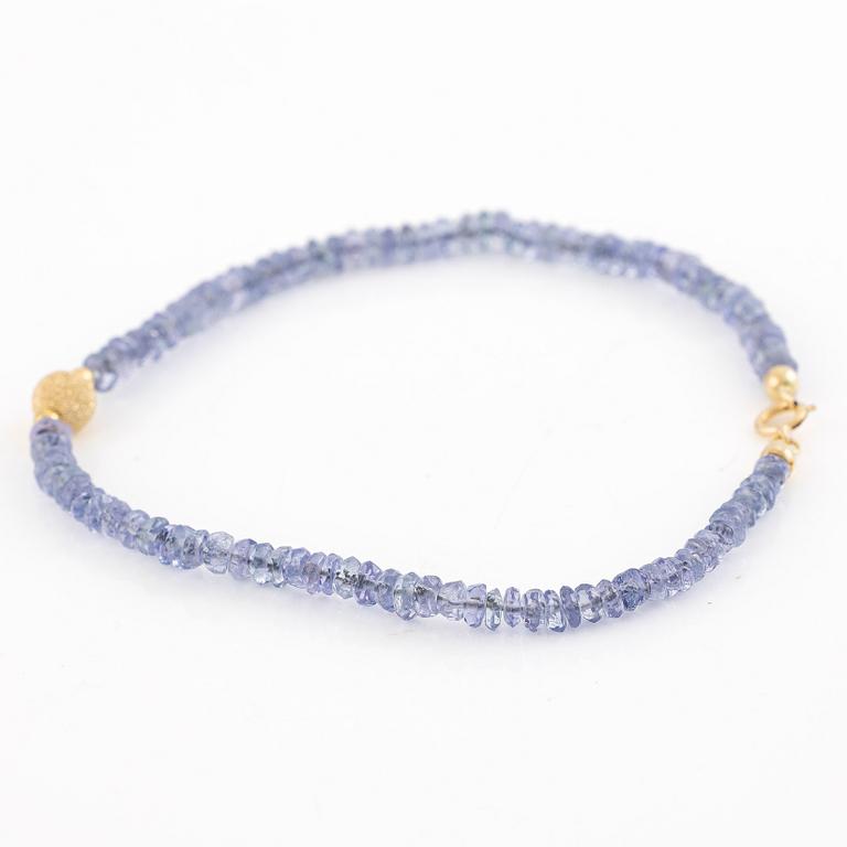 Collier och armband, med tanzaniter, lås 18K guld.