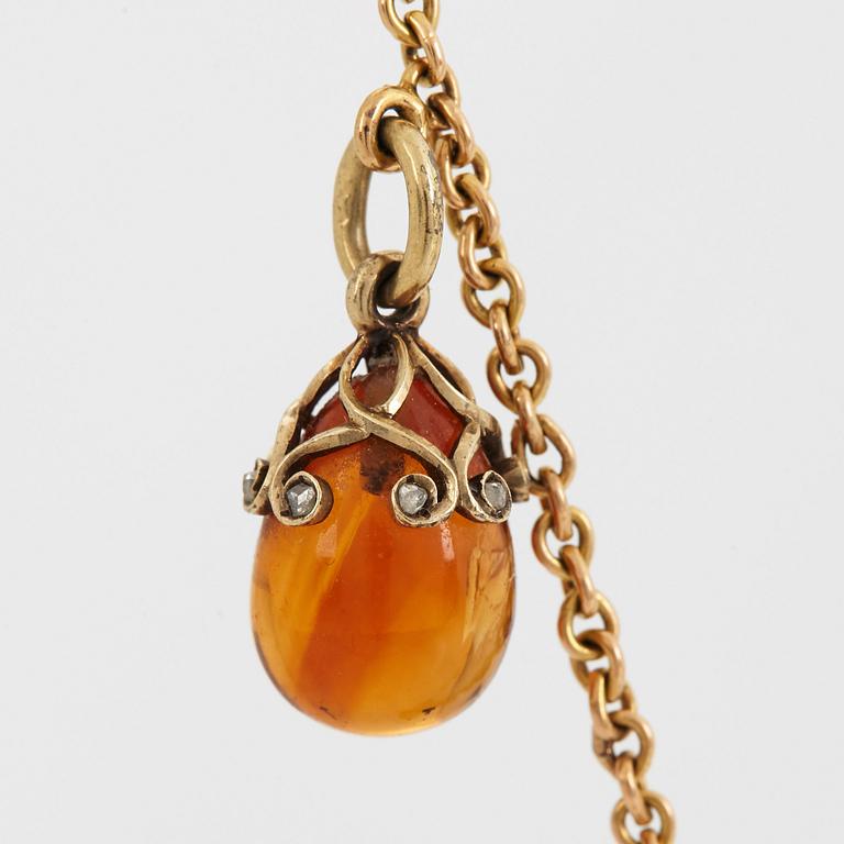Fabergé, m fl, halskedja med 11 påskägg, guld, emalj, diamanter mm, olika verkmästare, varav 8 S:t Petersburg.