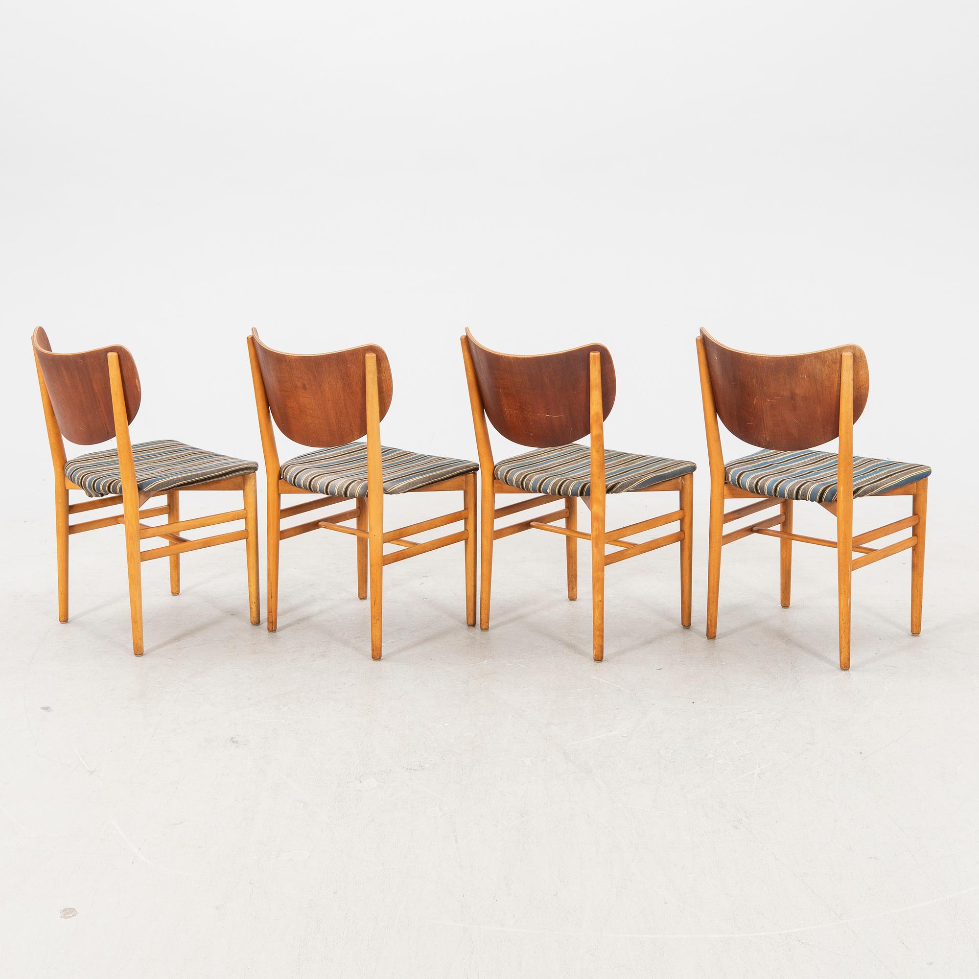 Henning & Eva Koppel, a set of four teak 1950s charis.