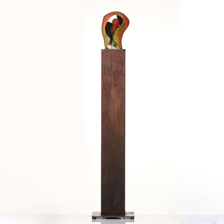 Kjell Engman, a unique sandblasted glass sculpture, Kosta Boda, Signed.