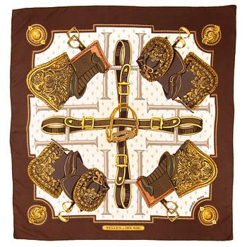 437. HERMÈS, a silk scarf, "Selles a Housse".