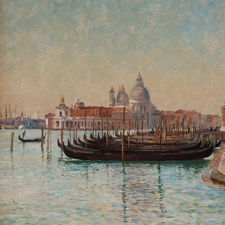 Olof Krumlinde, Gondolas by Piazza San Marco, scene from Venice.