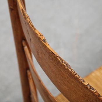 A set of six French ladder back, rush seat chairs, first half of the 20th century.