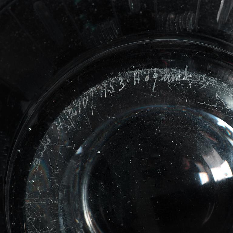 Erik Höglund, an engraved glass bowl, Boda, Sweden 1950's.