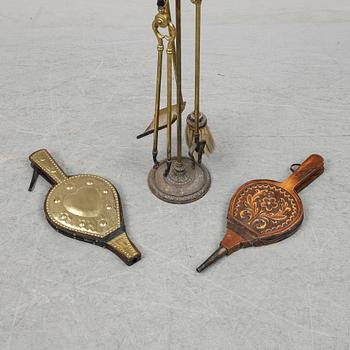 Stove utensils, 6 pcs and a stand, 20th ct.