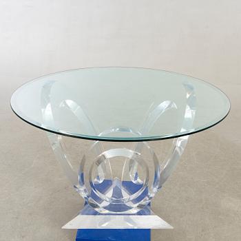 A Mikhail Loznikov signed glass and plexi dining table later part of the 20th century.