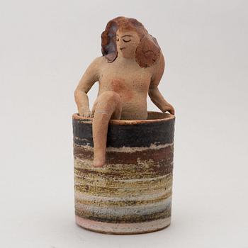Lisa Larson, a unique stoneware lided jar. Gustavsberg Studio.