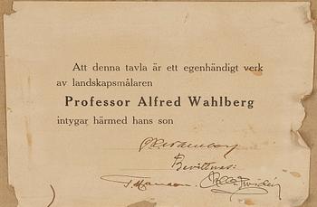ALFRED WAHLBERG, olja på duk, osignerad intyg à tergo.