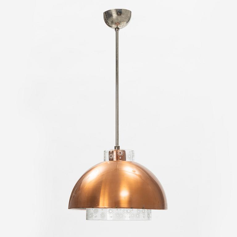 A copper and glass ceiling light, ASEA, 1950's/60's.