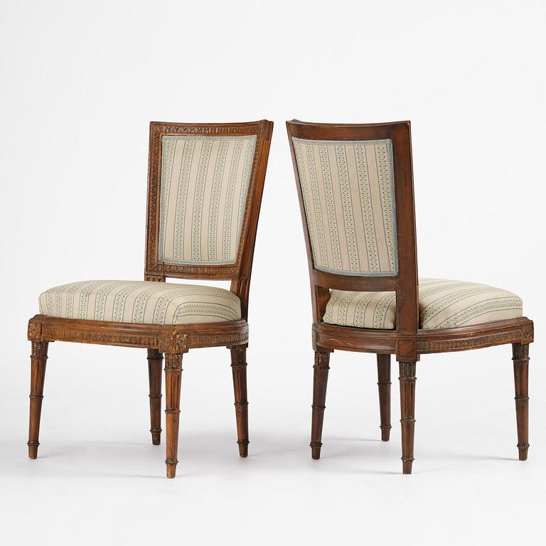 A set of six late Gustavian chairs by E. Ståhl (master in Stockholm 1794-1820).