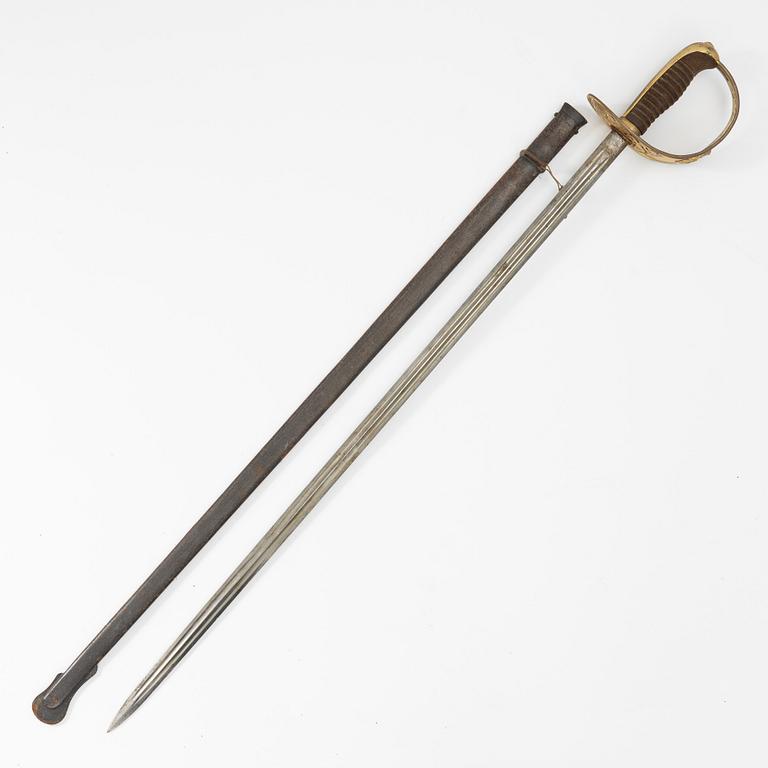 Saber, Swedish m/1893 for cavalry officer, with scabbard.