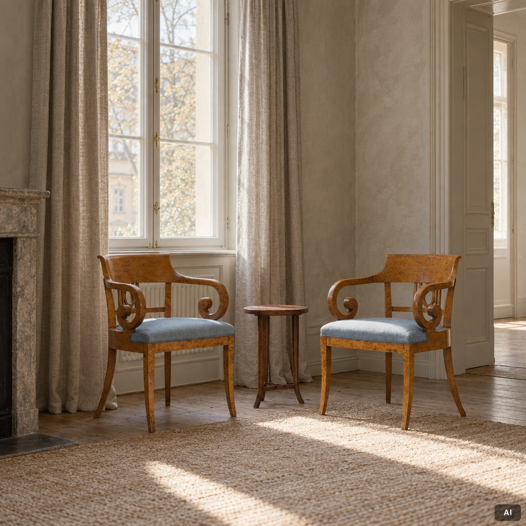 Pair of armchairs, Late Empire, mid-19th century.