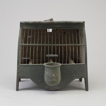 A WOODEN PAINTED BIRD CAGE, latter part of the 19th century.