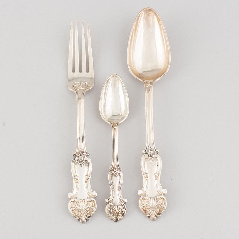 A 15 piece silver cutlery set, L-Larson & Co, Gothenburg, 1856.