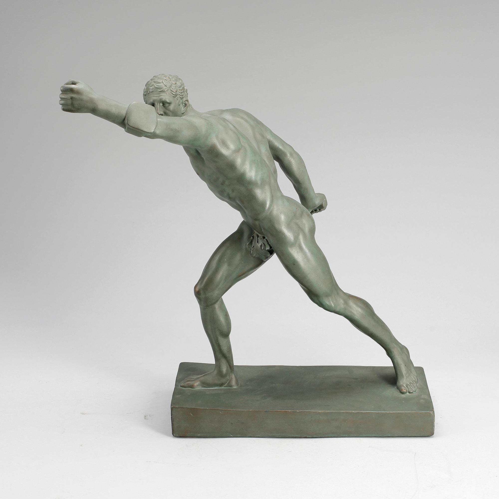 SKULPTUR, bronserad gips, "Den Borghesiske kämpen", 1900-tal.