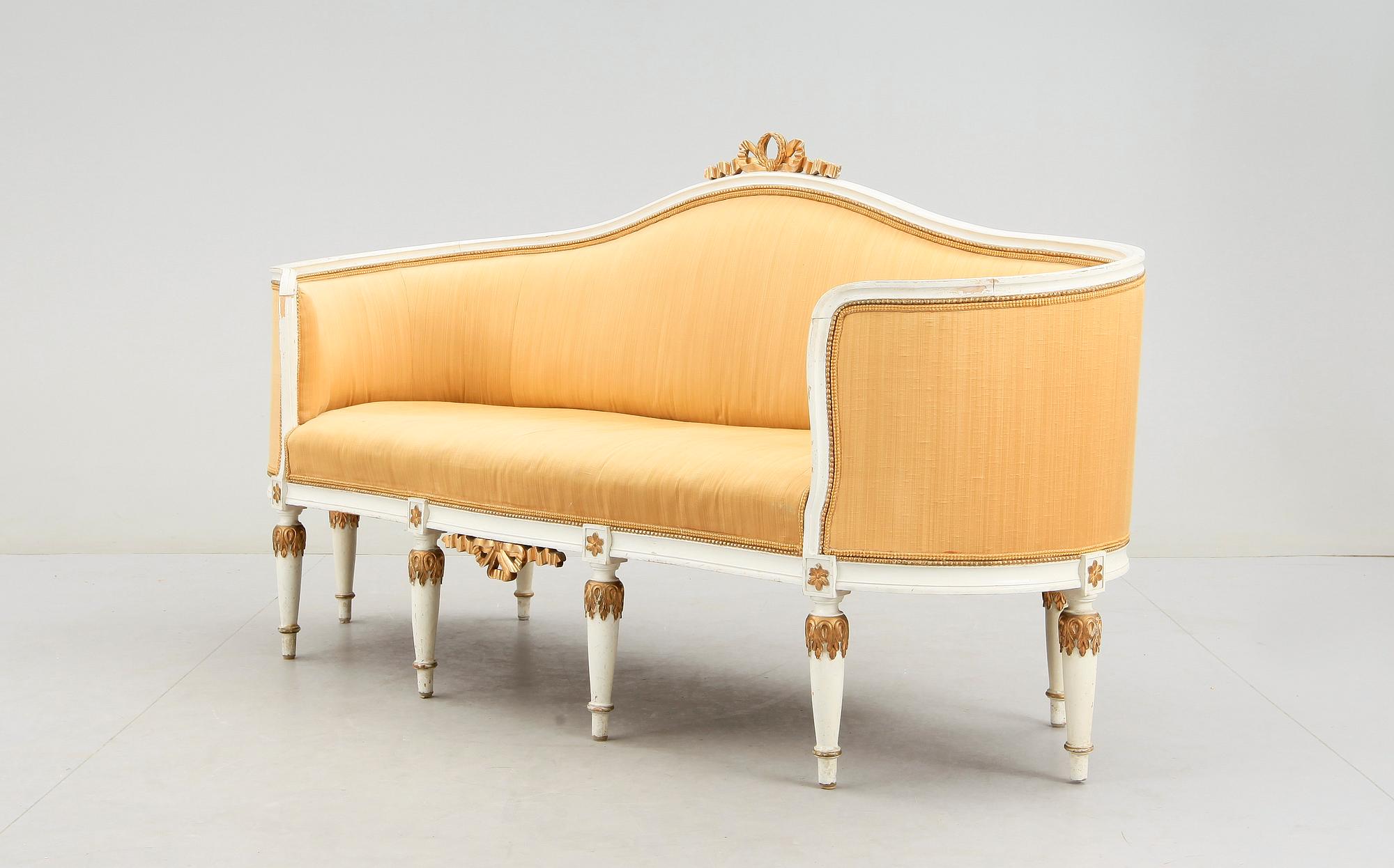 SALONGSGRUPP, 6 delar, Louis XVI stil, sent 1800-tal.