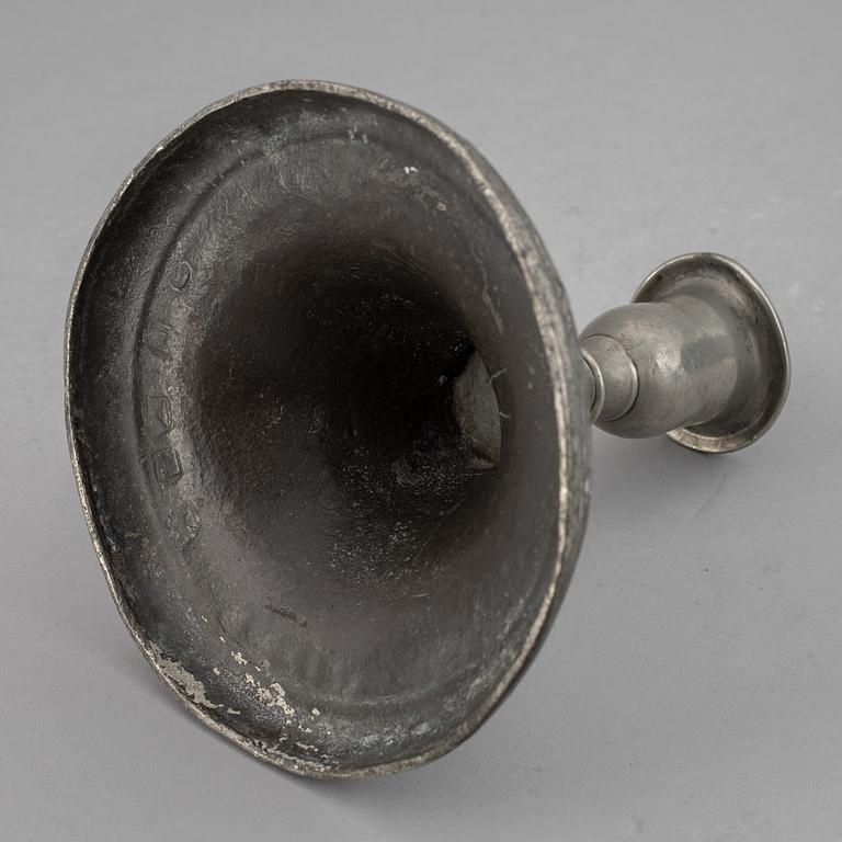 Four gustavian pewter candlestick, late 18th / early 19th century.