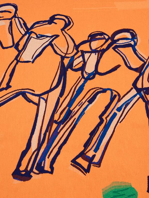 TAPESTRY. "Galopp". Tapestry weave. 198 x 237,5 cm. Signed PF GYNNING.