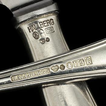 BESTICKSERVISDELAR, 38 st, silver, C G Hallberg, Stockholm, omkring 1900-talets mitt. Vikt 1 895 g.