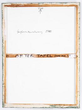 Stephen Buckley, triptyk, mixed media on canvas, signed and dated 1985 verso.