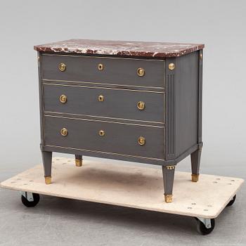 A Gustavian style chest of drawers, late 19th century.