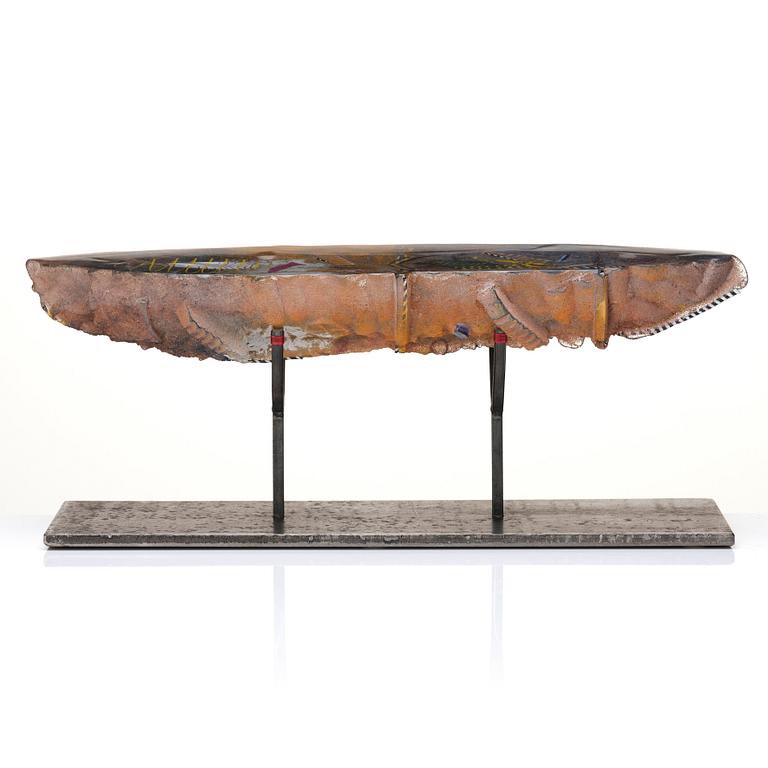 Bertil Vallien, a sandcast sculpture of a boat, Pilchuck USA, probably 1980s.