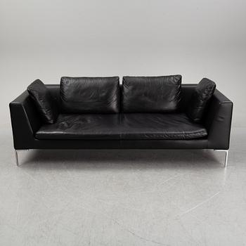 Antonio Citterio, a black leather "Charles" sofa, B&B Italia.