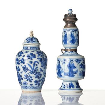 A group of four blue and white miniatures, Qing dynasty, Kangxi (1662-1722).