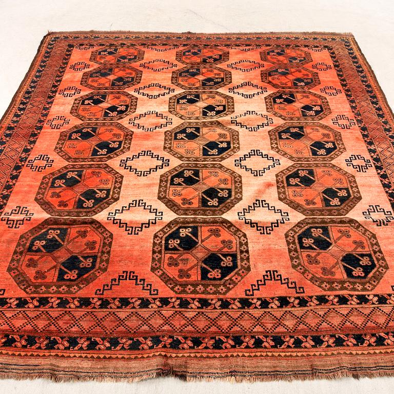 A semaintique Afghan carpet ca 280x254 cm.