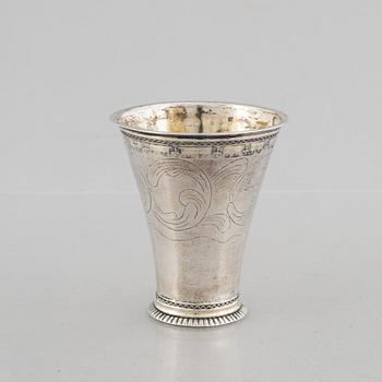 A Swedish 18th century silver beaker, mark of Bengt Collin, Uppsala 1736.