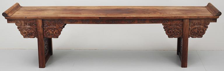 A Hardwood Long Table (Jiaotousun Qiaotouan), 17/18th Century, presumably Huanghuali.