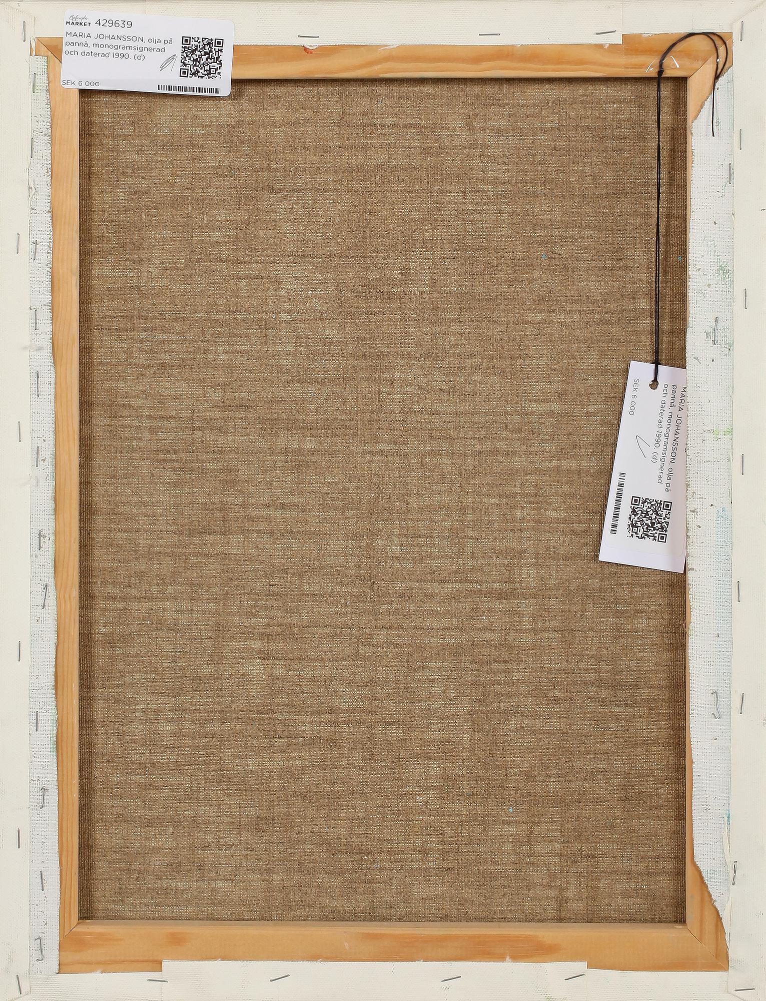 MARIA JOHANSSON, olja på duk, monogramsignerad och daterad 1990.