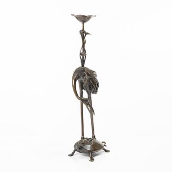 A bronze candle holder, Japan, 20th century.
