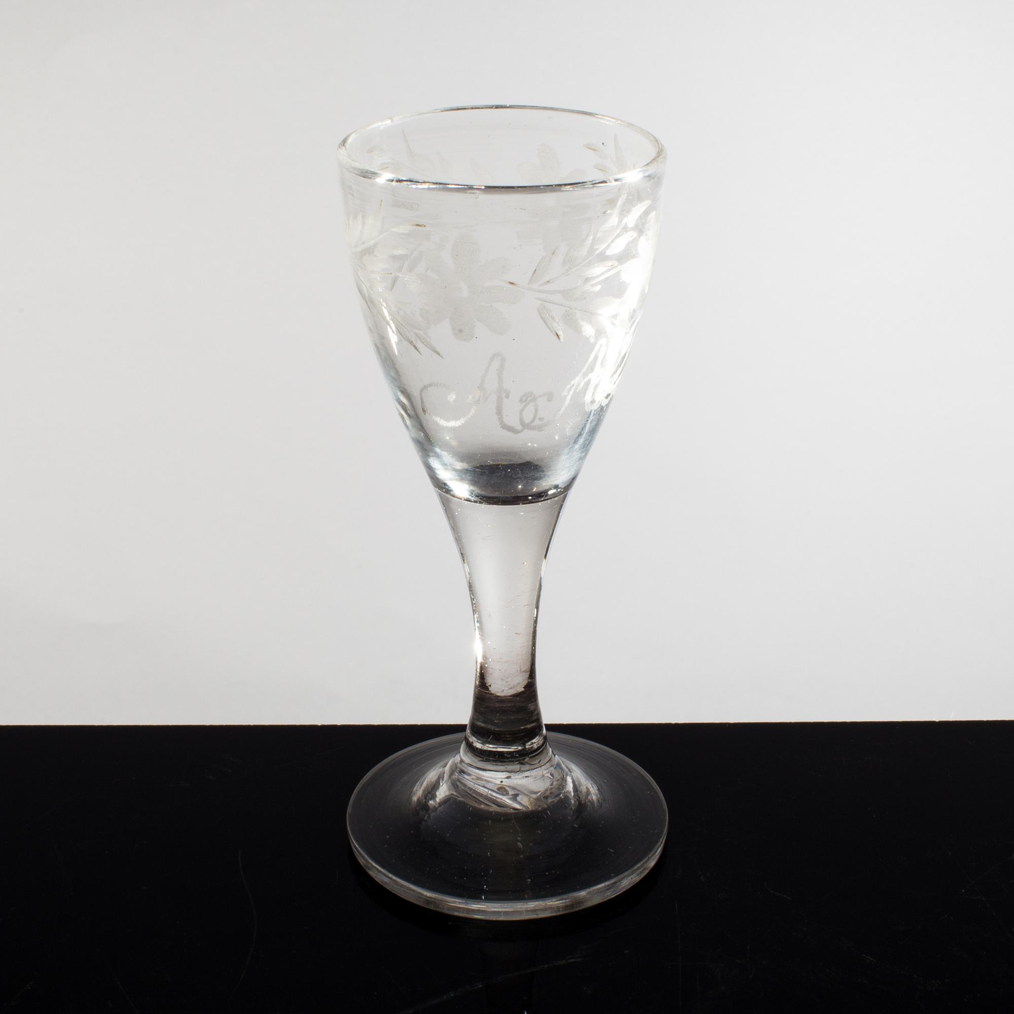 BRÖLLOPSGLAS, glas, daterat 1845.