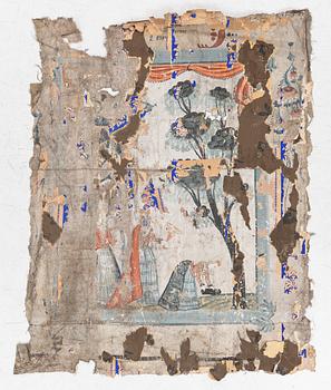 A nine-piece part folk art wall painting from Värmland, Sweden, late 18th century.