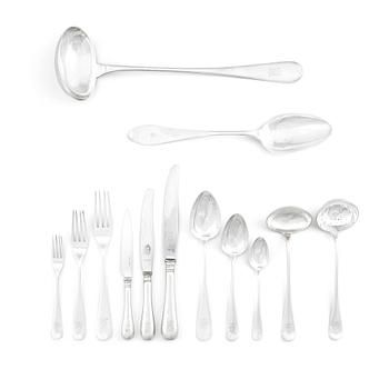 An 123 pieces set of silver flatware, mark of Louis Constantin Feron and Bernt Erlandsson, Sweden 1874-1913.