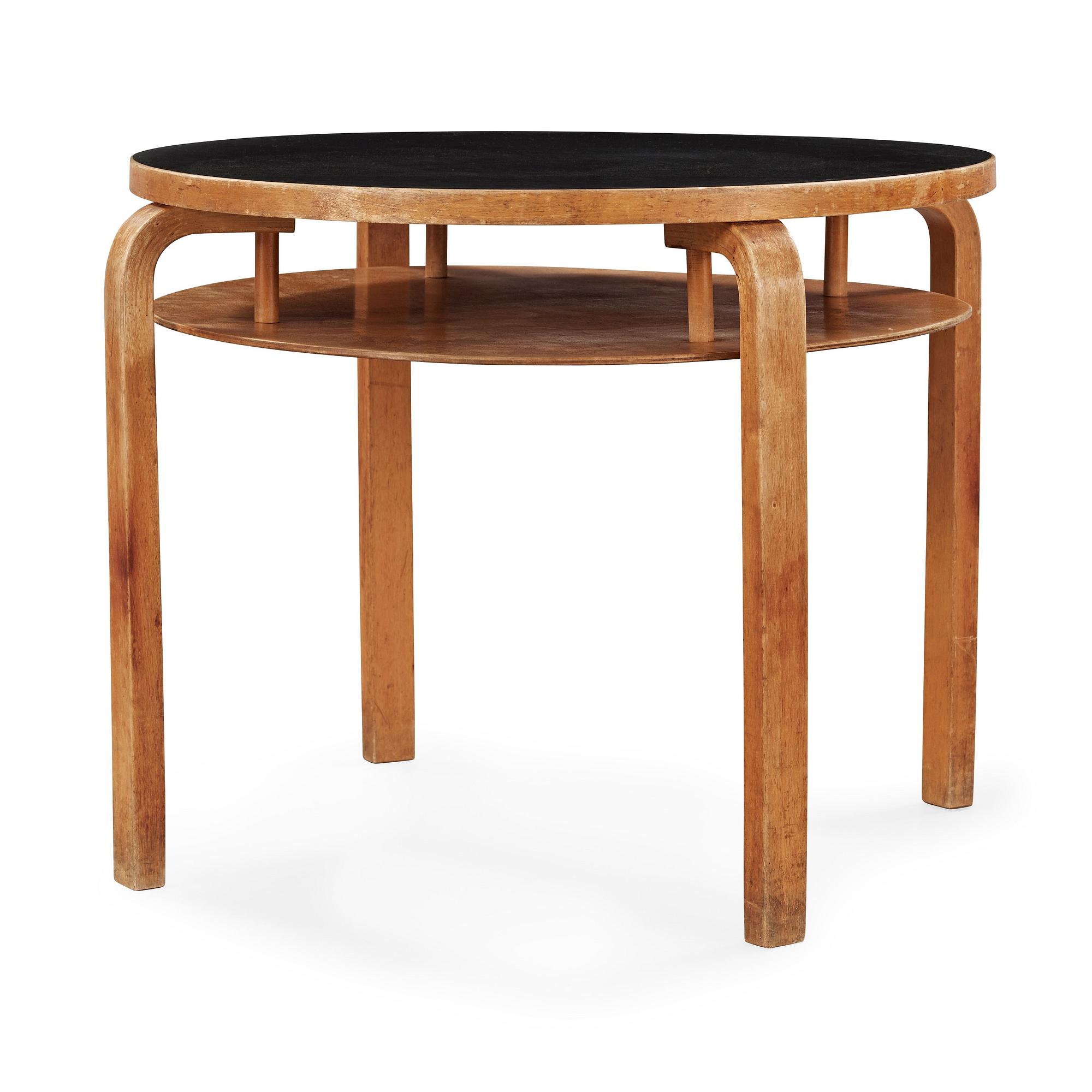 A black linoleum top birch table attributed to Alvar Aalto, Huonekalu-ja Rakennustyötehdas Oy for Artek, Finland 1940's.