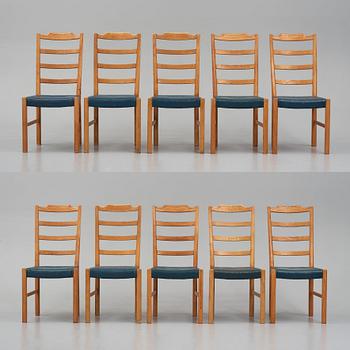Axel Larsson, a set of 6+4 'Thule' chairs, Svenska Möbelfabrikerna Bodafors for PUB, Sweden, 1937.