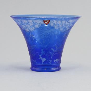 EDWARD HALD, skål, glas, "Åskväder", Orrefors, 1900-talets andra hälft.