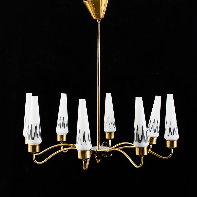 1950 brass and glass ceiling light.