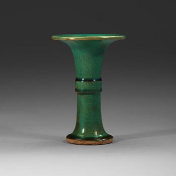 A turquoise bronze shaped vase, Qing dynasty 17th century.