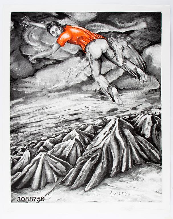 Jonathan Borofsky, färglitografi, signerad och numrerad 5/20.