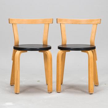 Alvar Aalto, stolar, 6 st, modell 68, Artek 1960-tal.